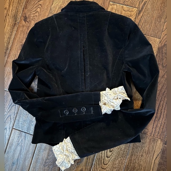 Lucky Brand Velvet Lace Hem Blazer Jacket - Picture 2 of 6